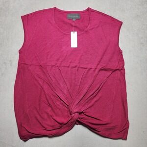 NWT Anthropologie Women's Size Medium‎ Raspberry Knot Twist Hem Shirt Top